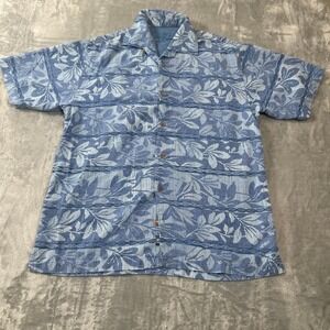 Tommy Bahama Mens Short Sleeve Button Down Size‎ M Shirt Silk Blue Tropical